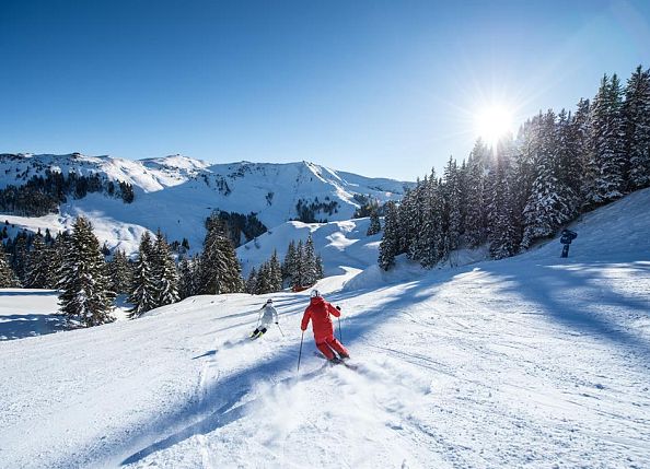 Mountain sun meets skiing fun